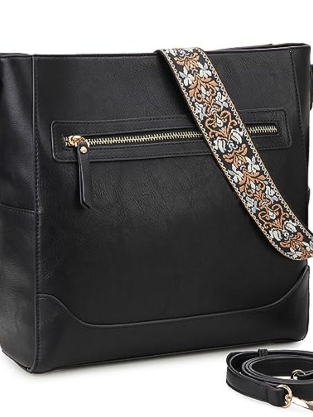 Vegan Leather Crossbody Hobo Shoulder Bag with 2 Adjustable Straps